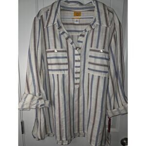 Ruby Red 100% Cotton Roll Tab Sleeve Top 3X